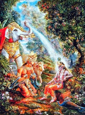 Indra worships Lord Krishna