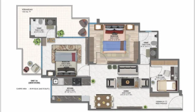 Ganga Tathastu 35 Unit 1A Floor Plan