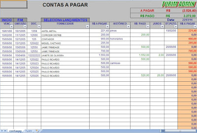 Planilha de contas a pagar e baixa de titulos Turim admin