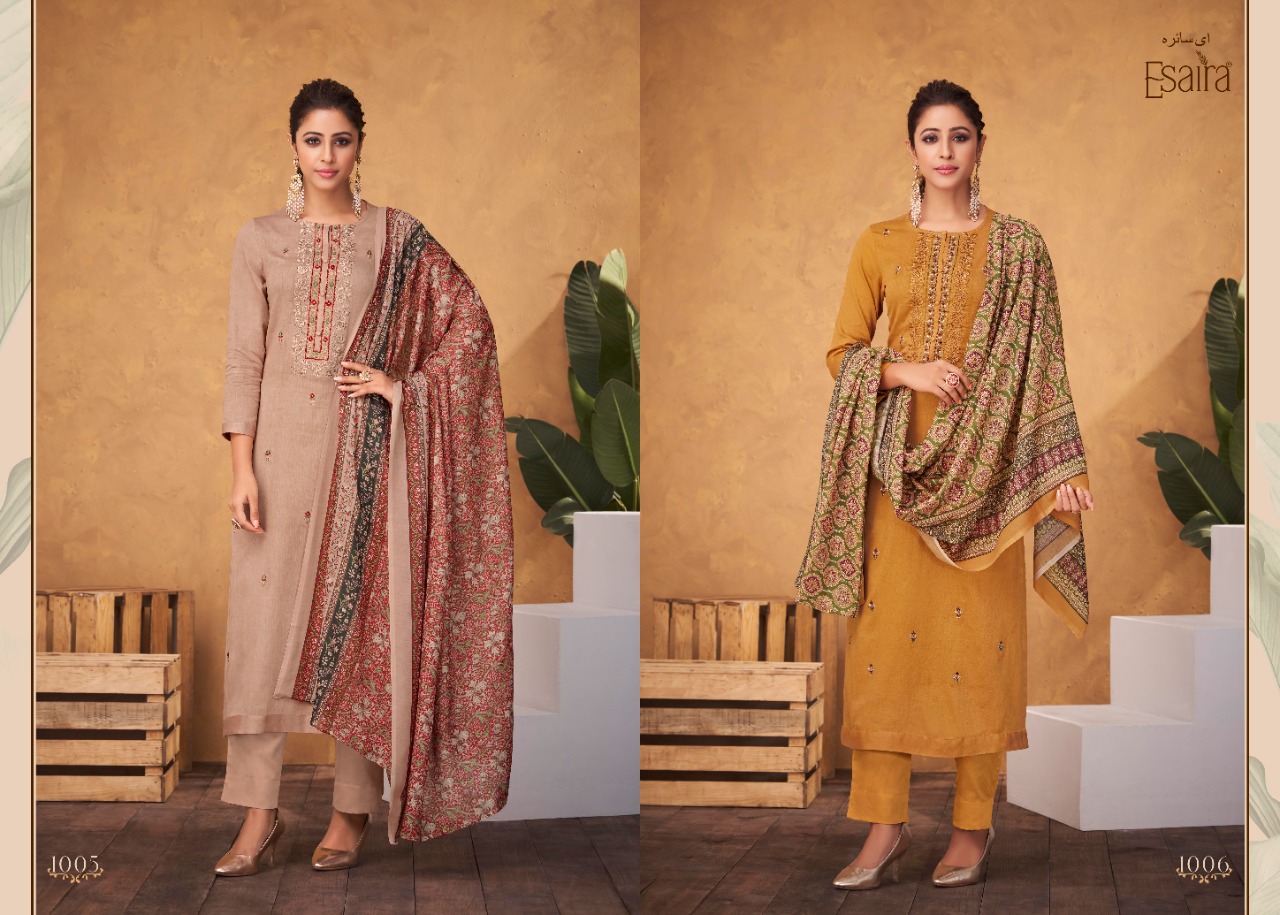 Carmel Esaira Cotton Dyed Embroidery Work Pant Style Suits