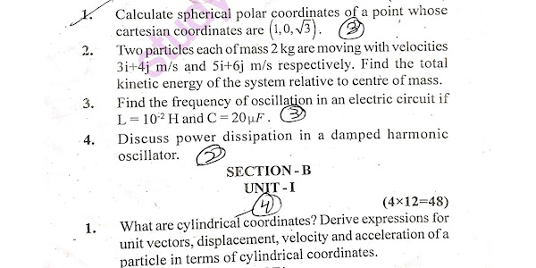 BSC NEP FIRST SEMESTER PHYSICS PREVIOUS YEAR QUESTION PAPERS UNIVERSITY OF JAMMU 