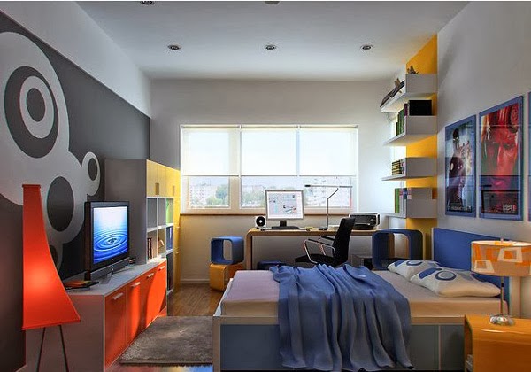 Contoh Kamar  dengan Warna  Cat  Yang Cerah  Desain Kamar  Modern