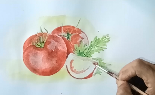 Belajar Menggambar Tomat  Menggunakan Cat air Still Life 