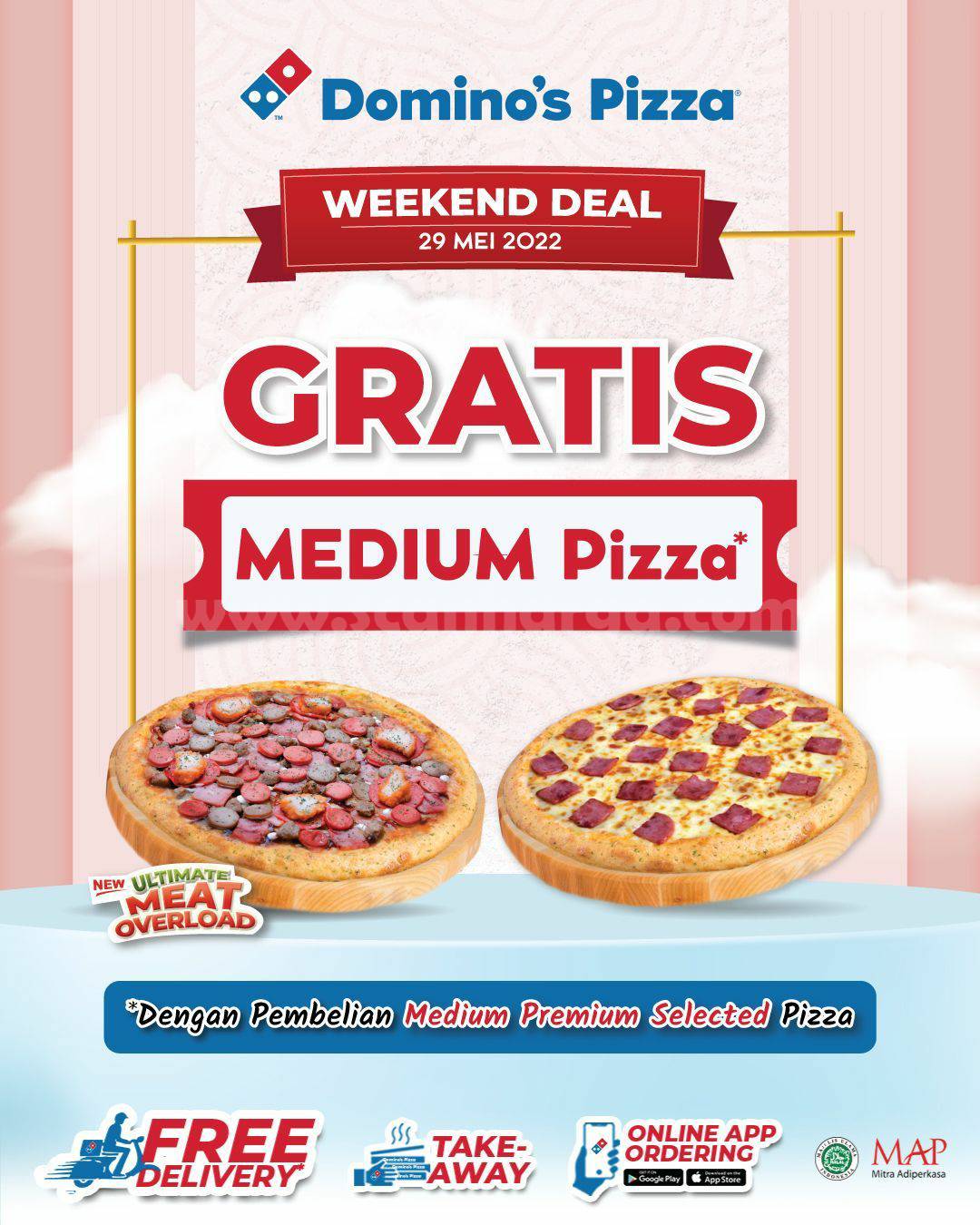 Promo Domino's Pizza Weekend Deal - Gratis Medium Pizza
