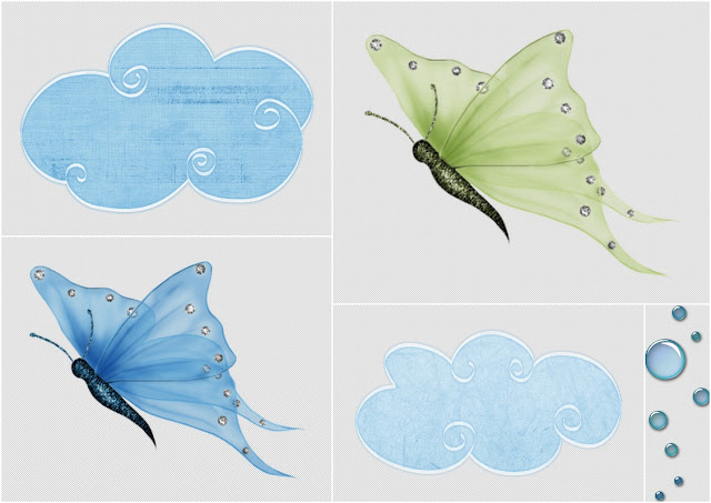 Butterflies and Clouds Clip Art. 