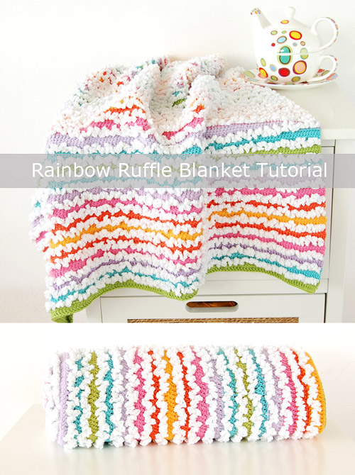 Free Rainbow Ruffle Blanket Tutorial
