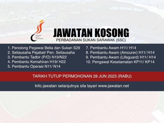 Jawatan Kosong Perbadanan Sukan Sarawak (SSC) Jun 2023