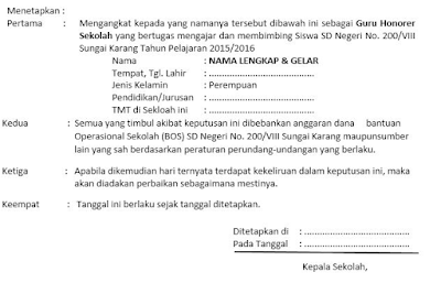 Download Syarat Pengusulan SK Bupati Untuk Guru Honorer