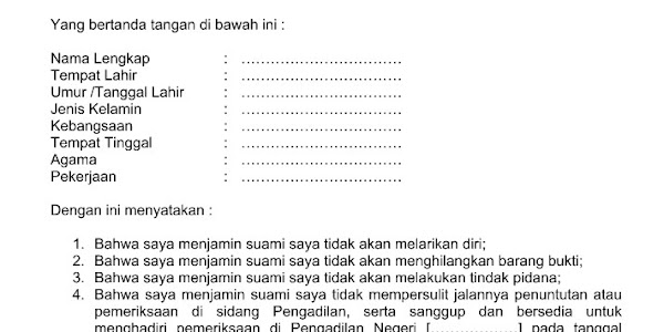 Contoh Surat Pernyataan Jaminan yang Baik Resmi dan Benar Format Word / Doc