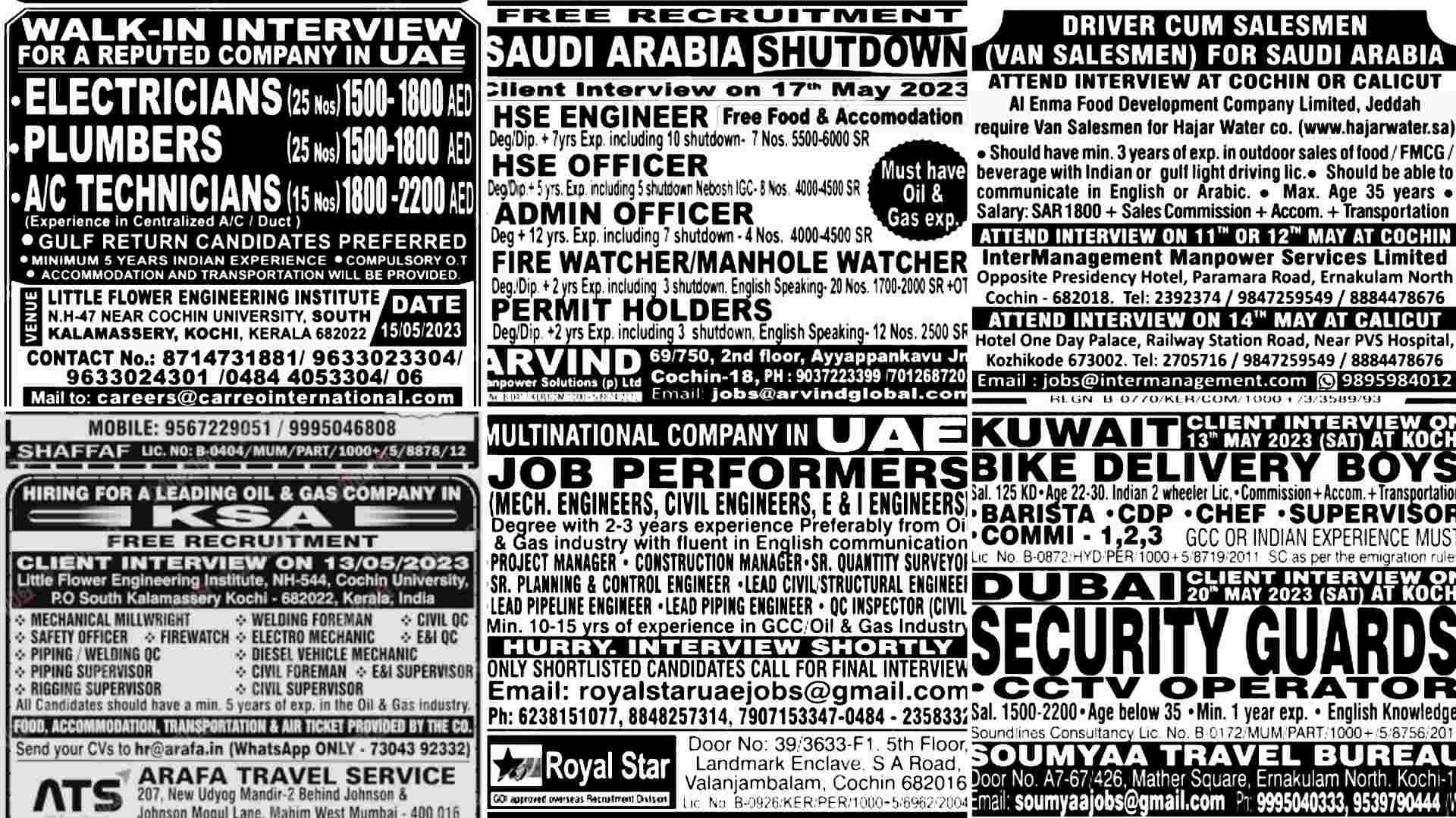 Manorama newspaper gulf jobs today 10 May 2023
