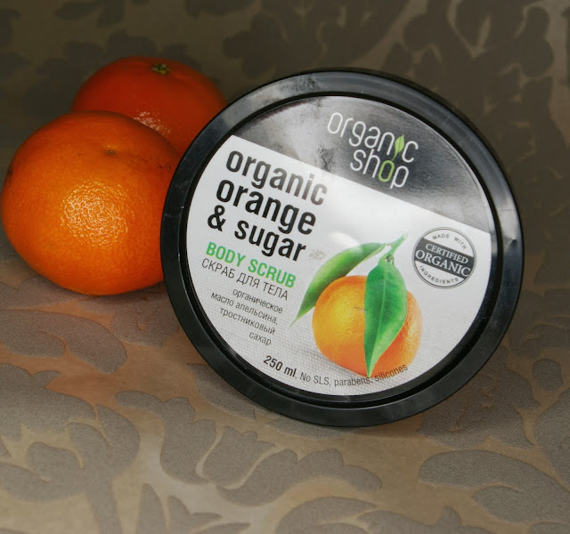 bioema, Organic Mango and Sugar Body scrub, Organic Shop, peeling z organicznym olejem z mango i trzcinowym cukrem, rosyjskie, scrub pomarańczowy, kosmetyki, 