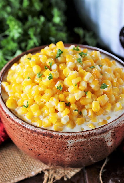 Serving Bowl of Crock Pot Creamed Corn Image