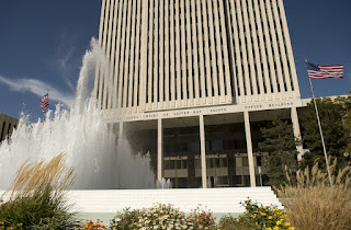  The Church Office Building, located at 50 E. North Temple St, Salt Lake City, is home to the headquarters of The Church of Jesus Christ of Latter-day Saints