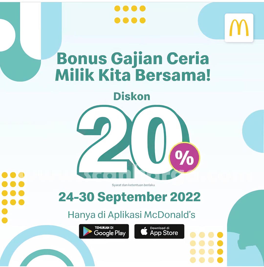 Promo McDonalds BONUS GAJIAN – DISKON 20% atau Rp. 20.000