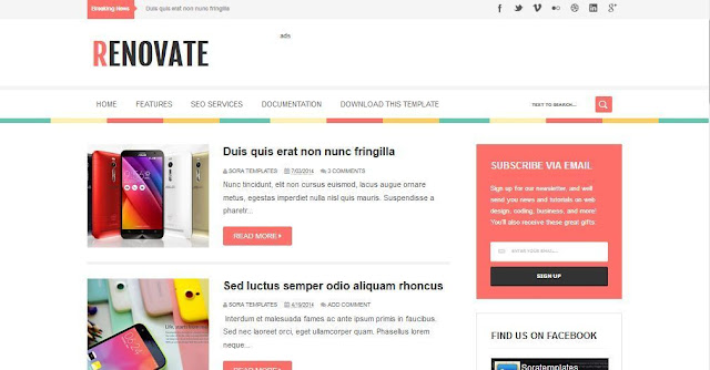 Renovate - Template Blog Simple Sederhana Gratis