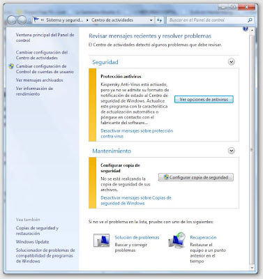 Pequeños cambios en Windows 7 Centro de actividades