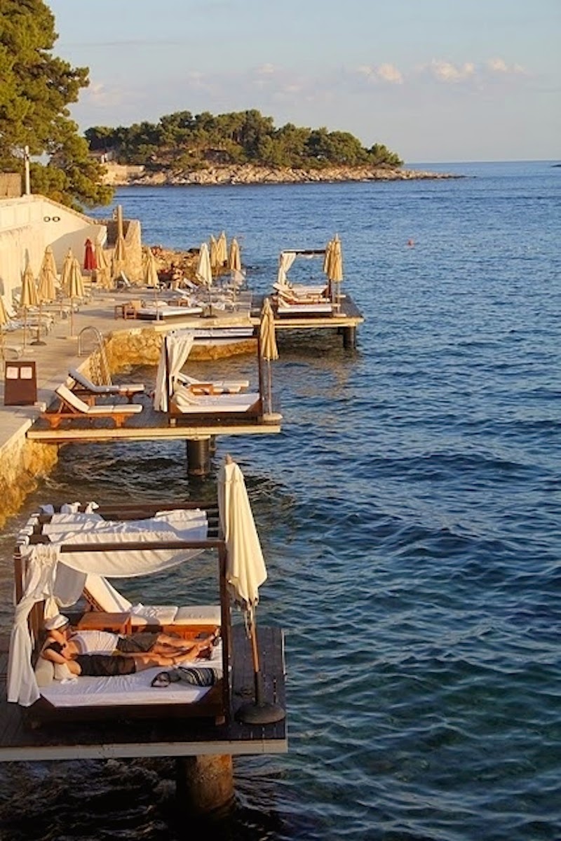 5. A real water bed awaits. These docks in Bravo, Croatia don't attach to boats; instead, they offer an incredibly comfortable bed for the most soothing nap ever.  - 21 Places to Take a Nap Straight Out Of Your Fantasies