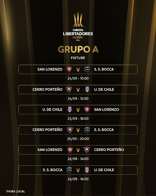 Fixture Copa Libertadores de Futsal 2022  Grupo A