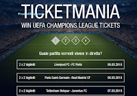 Logo Ticketmania: vinci gratis i biglietti 1x2 per le partire di UEFA Champions League