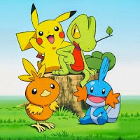 Pikachu, Torchic, Treecko y Mudkip