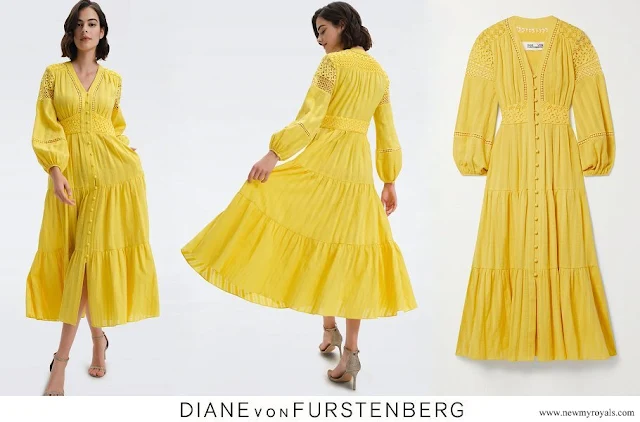 Princess Claire wore DIANE VON FURSTENBERG Gigi Cotton Eyelet Dress in Yoke Yellow