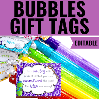 Bubbles Gift Tags for the End of the School Year