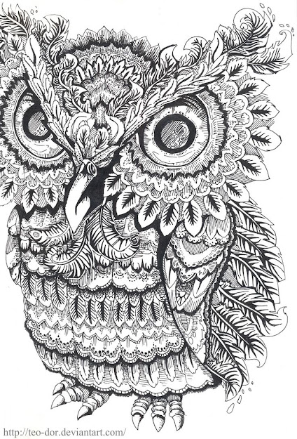 Beautiful Coloring Pages For Adults  Love How This Owl Looks Grumpy