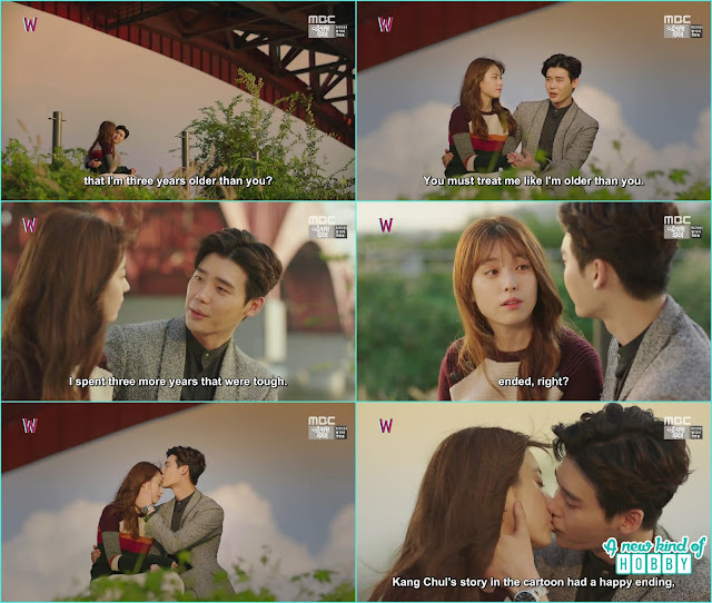  kang chul and yeon jo kiss in last episode han river kiss - W - Episode 16 Finale - Review