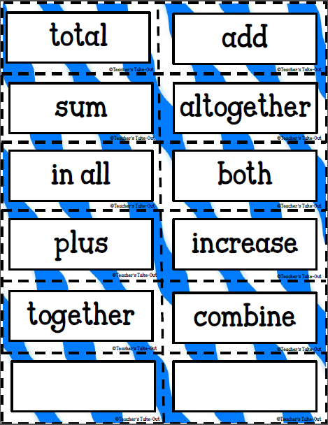 Key Words For Word Problems Freebie Teacher S Take Out