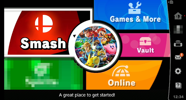 Super Smash Bros. Ultimate main menu pixelated green