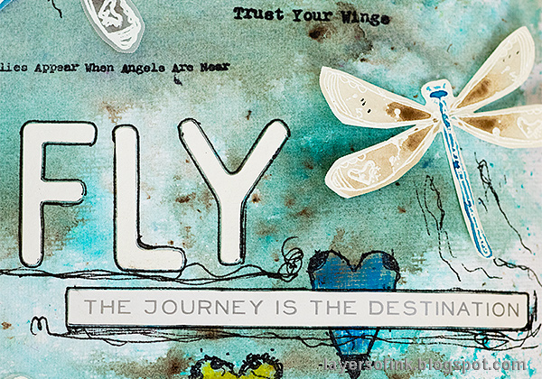 Layers of ink - Butterflies and Dragonflies Tutorial Art Journal Page by Anna-Karin Evaldsson, with Tim Holtz Sizzix Letterboard.