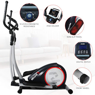 SNODE E20i Elliptical Trainer Machine with 16 electronic magnetic resistance levels, 12 programs, Bluetooth and free iConsole App, image, review features & specifications plus compare with E20