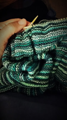 Ocean Stripes, a multicolored, striped blanket shawl, OTN