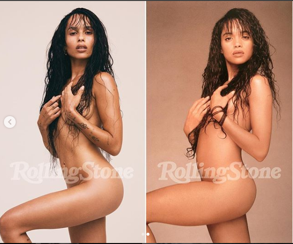 Zoe Kravitz poses naked for Rolling Stone magazine and recreates her mom Lisa Bonet's shoot from 30 years ago