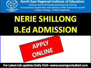 NERIE Shillong B.Ed admission 2019