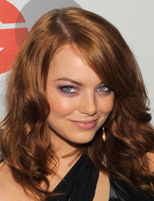 emma stone blonde bangs. makeup hairstyles emma stone