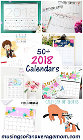 2018 printable calendars