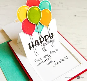 Sunny Studio Stamps: Birthday Balloon Sliding Window Pop-up Card by Jennifer McGuire