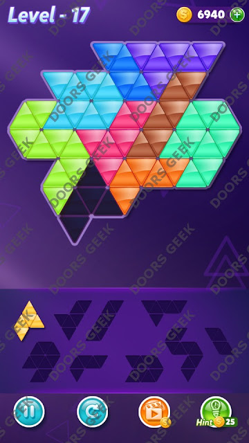 Block! Triangle Puzzle 9 Mania Level 17 Solution, Cheats, Walkthrough for Android, iPhone, iPad and iPod