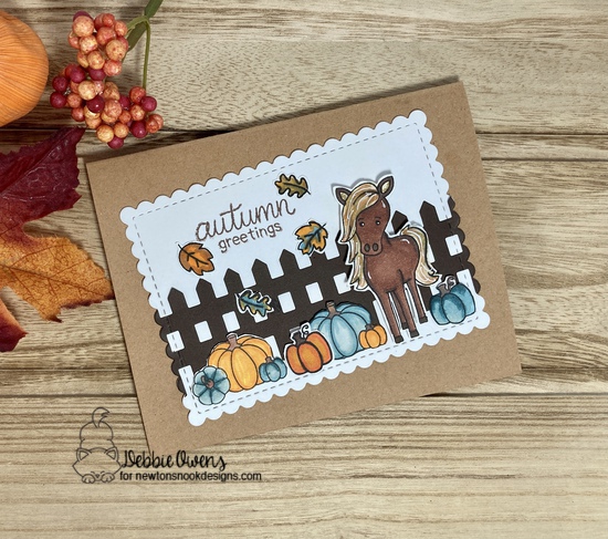 Autumn Greetings by Debbie features Neigh, Fence, Signs of Fall