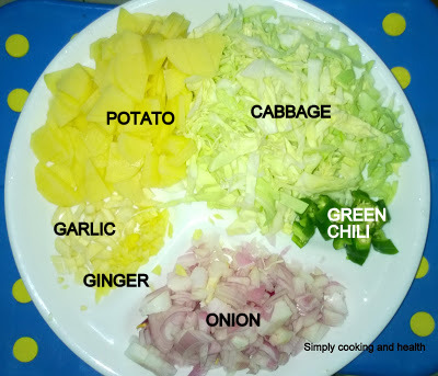 Ingredients for Mild Cabbage curry with potato