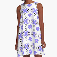 Dress with stylized violet flowers