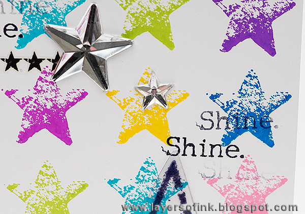 Layers of ink - Shine like a star card by Anna-Karin with stamps by Dina Wakley and Ranger Dye Inks.