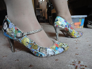 Shoes decorated with Star Wars comic book images