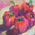 5 Red Bells Acrylic Square Still Life By Amy Whitehouse