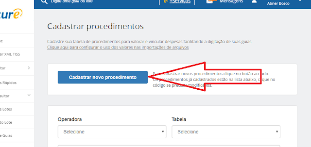 Cadastro de Procedimentos na Orizon