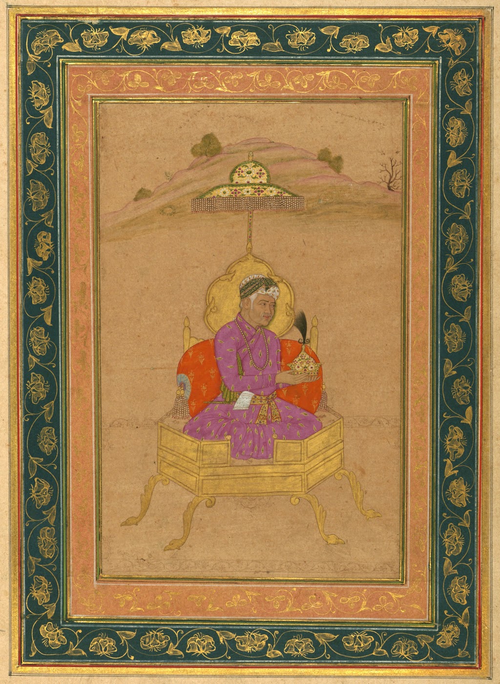 Portrait of Third Mughal Emperor Akbar - Mughal Painting, Circa 18th Century