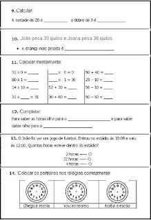 Avaliação matemática 3 ano