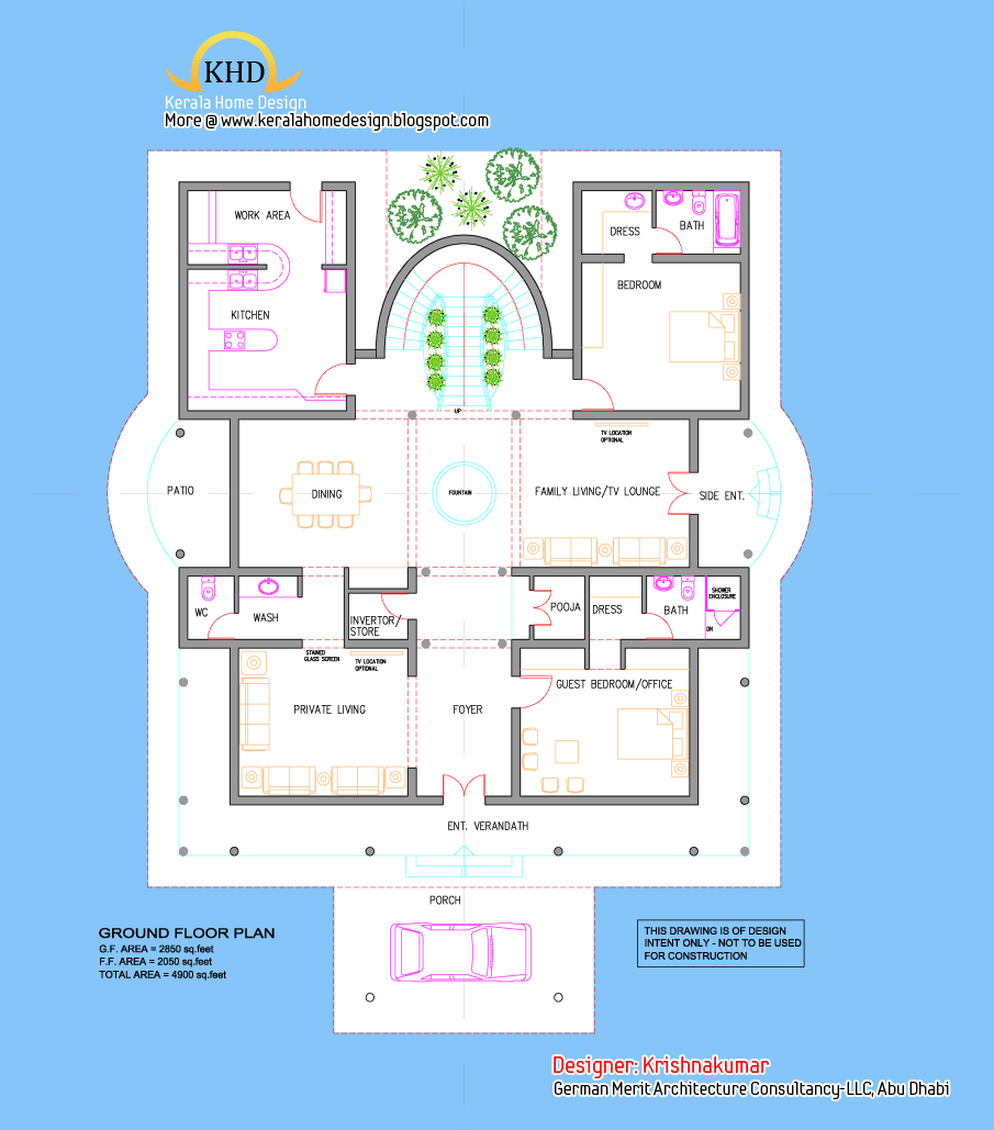 Villa Elevation and Floor Plan 4900 Sq Ft Kerala home 