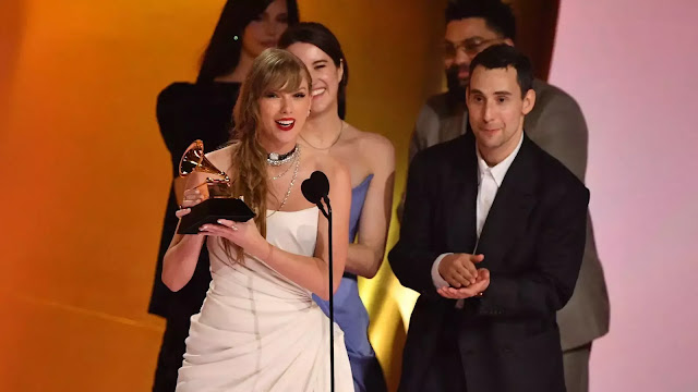 Taylor Swift wins Album of the Year Grammy, breaking record